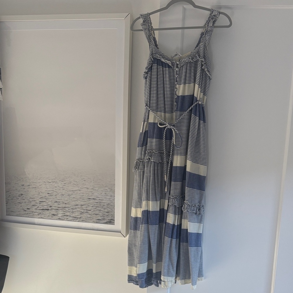Apiece Apart Navy and Cream Striped Maxi Dress